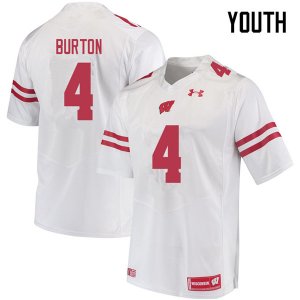 Youth Wisconsin Badgers NCAA #4 Donte Burton White Authentic Under Armour Stitched College Football Jersey KB31U21VW